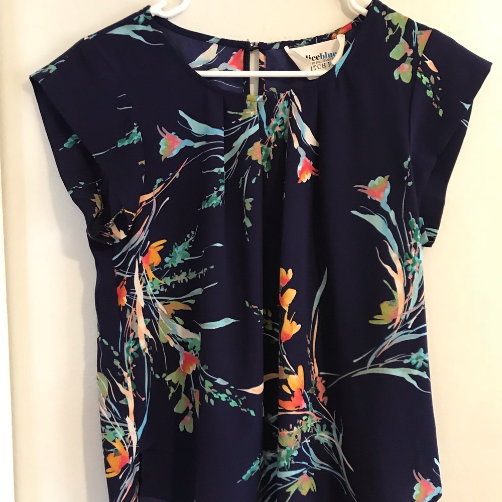 Dark blue floral blouse